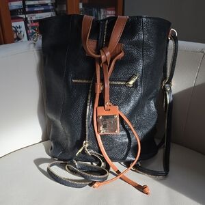 Valentina Black and Tan Leather Backpack